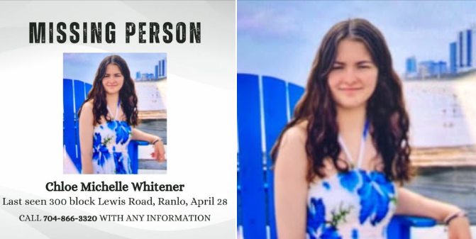 Urgent Search Underway in Ranlo, North Carolina for Missing 17-Year-Old Chloe Michelle Whitener